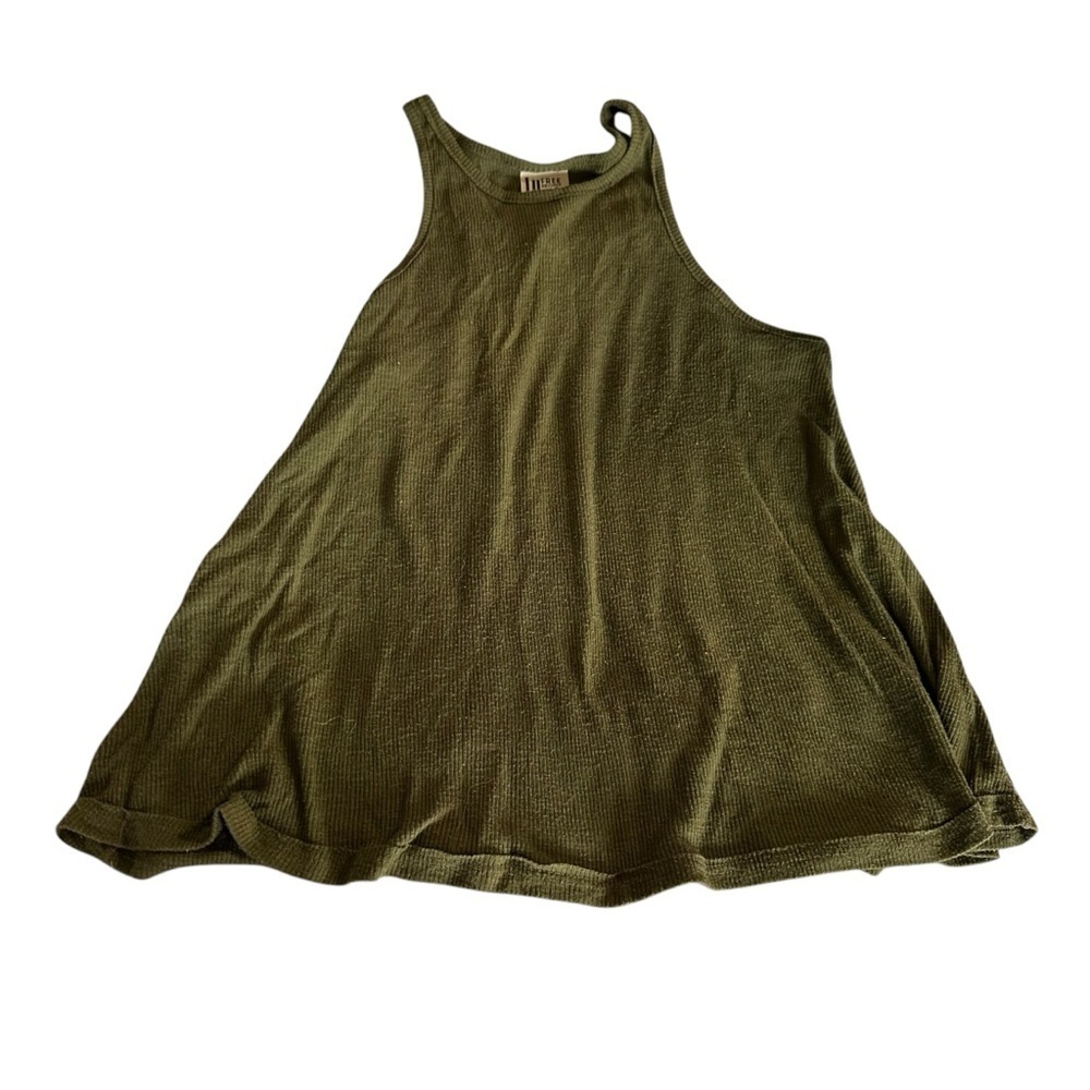 Free People Green Asymmetrical Sleeveless Tank Top